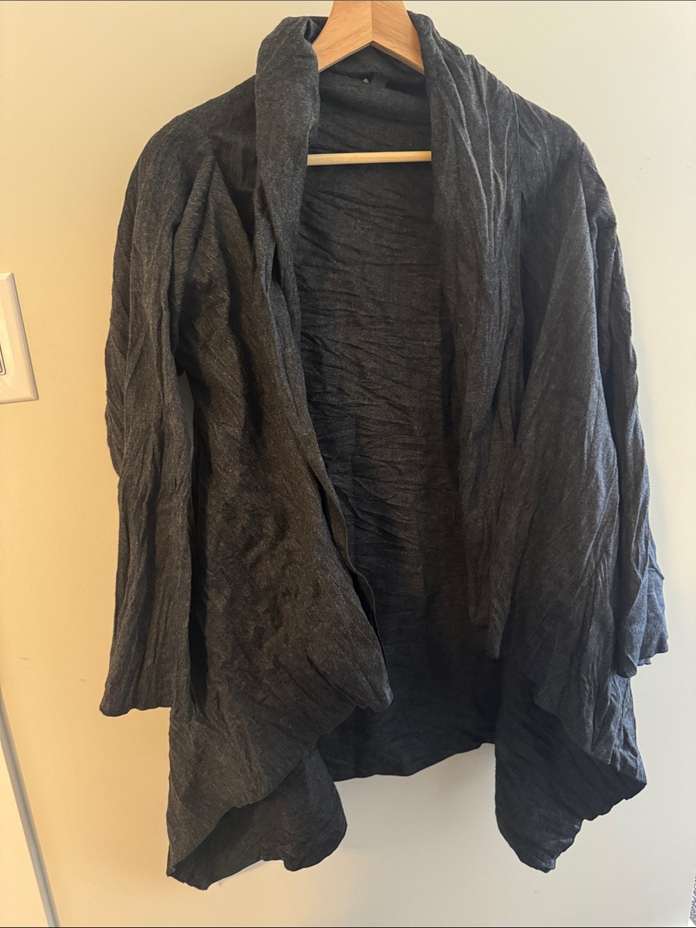 J.Jill Wool Blend Drapey Charcoal Shawl Collar Cardigan